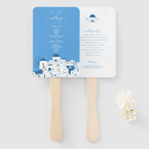 Éventail Programme de mariage sur l'île grecque de Santorin