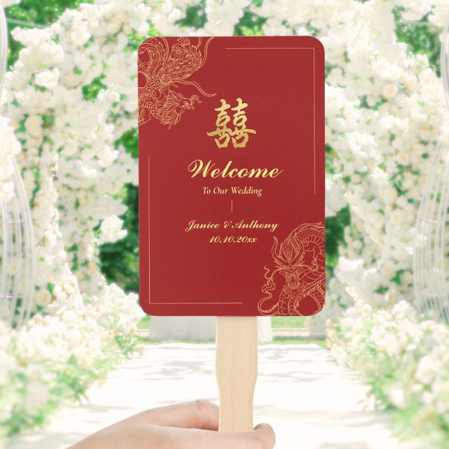 Éventail Programme de mariage traditionnel chinois Dragon P (Créateur téléchargé)
