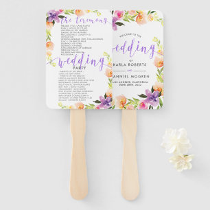 Éventail Programme de mariage - Typographie violette et cad