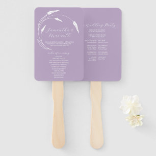 Éventail Programme de mariage Ventilateur Lavender Line Art