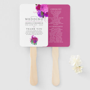 Éventail Programme de mariage vintage Fuchsia et Purple Sha