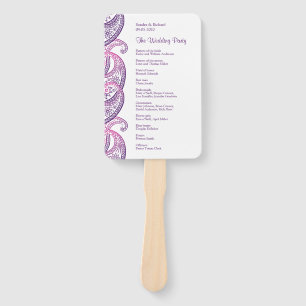 Éventail Programme de mariage violet et rose de l'Indien Pa
