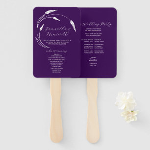 Éventail Programme de mariage violet Fan Floral Line Art