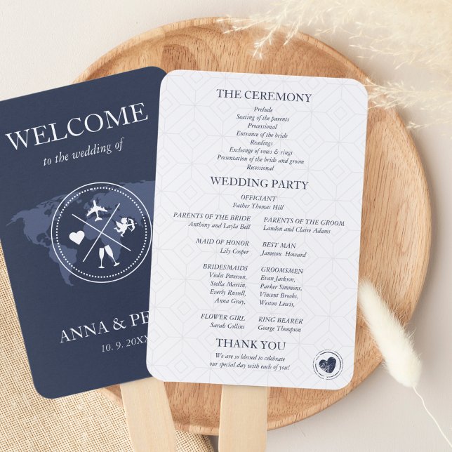 Éventail Programme de passeport de mariage de destination b (Travel Wedding Program Hand Fan)