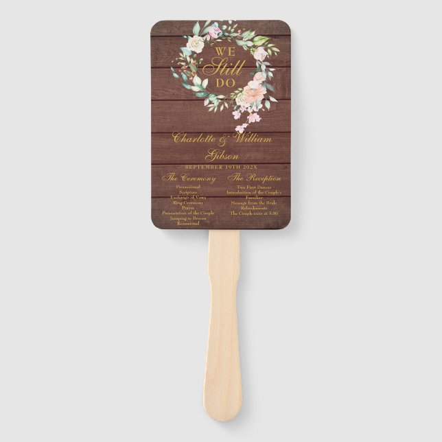 Éventail Programme de renouvellement de vœux floraux Rustic (Devant)