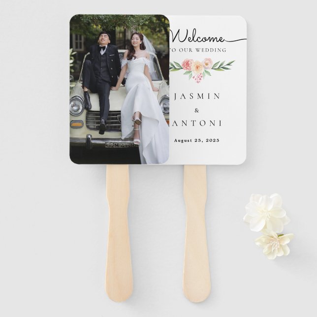 Éventail Programme de ventilateur de mariage avec photo per (Devant et derrière)