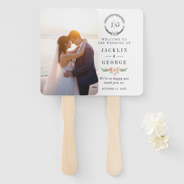 Éventail Programme de ventilateur de mariage avec photos pe (Devant et derrière)
