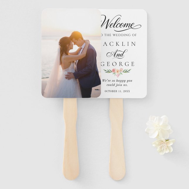 Éventail Programme de ventilateur de mariage avec photos pe (Devant et derrière)