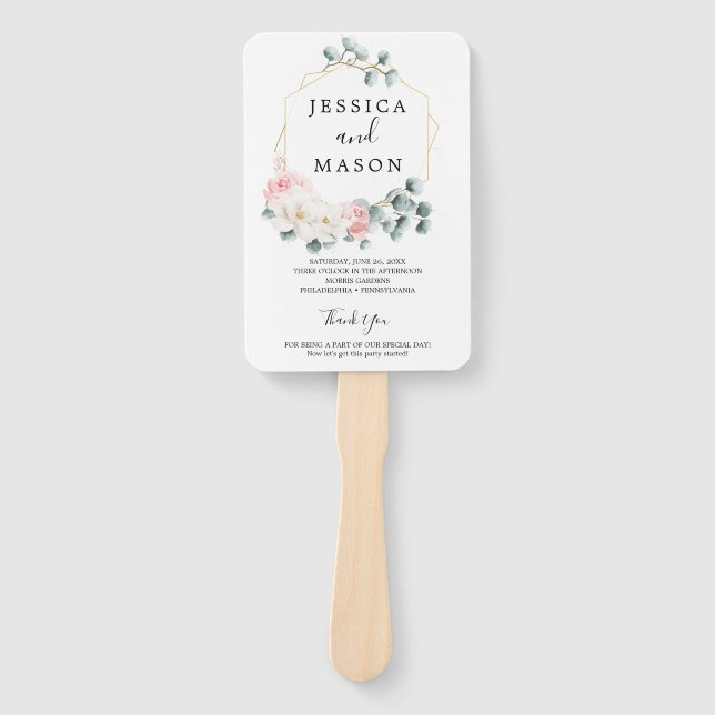 Éventail Programme de ventilateur de mariage de verdure flo (Devant)