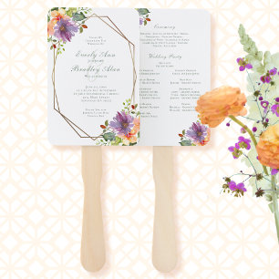 Éventail Programme d'octogone floral violet Peach