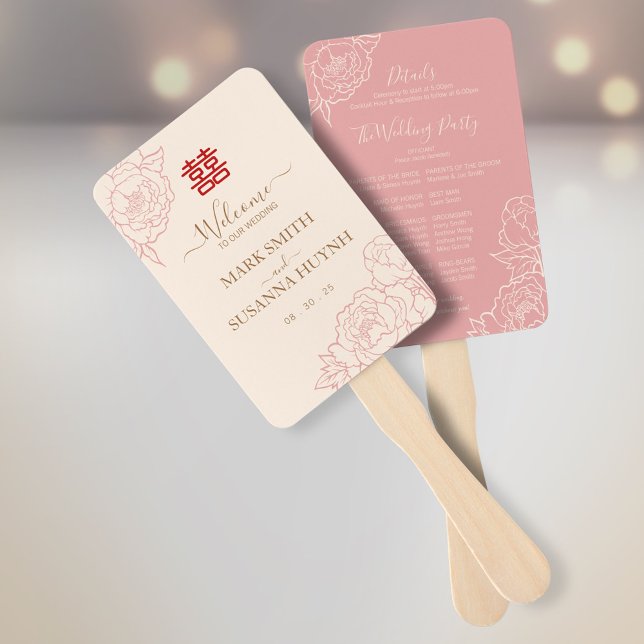 Éventail Programme et calendrier de mariage Peony Double Ha (Créateur téléchargé)