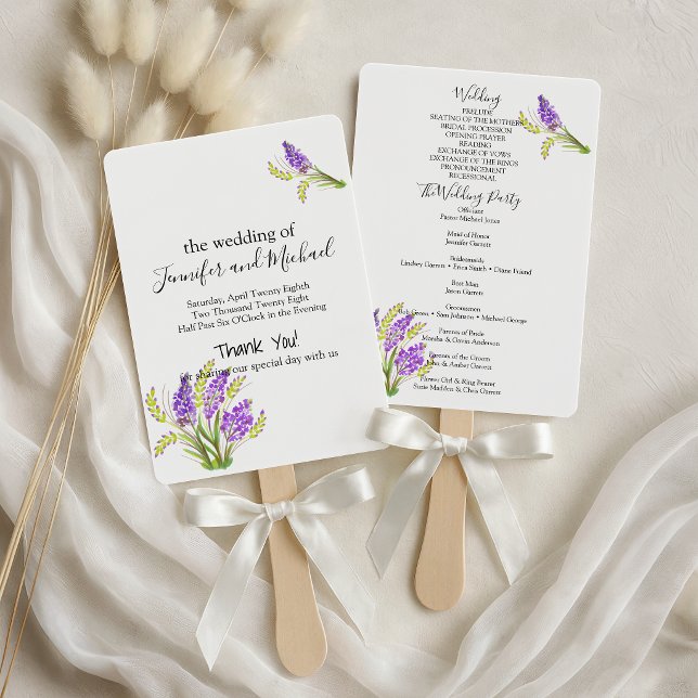 Éventail Programme Fleurs Lavande et Vertes Aquarelle (Créateur téléchargé)