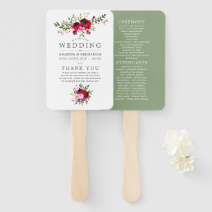 Éventail Programme Floral mariage de automne