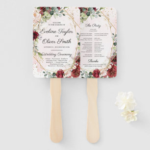 Éventail Programme géométrique floral bordeaux roux