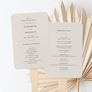 Éventail Programme moderne de mariage minimaliste noir et i