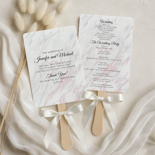 Éventail Programme Moderne Rose et Gris Marbre (Créateur téléchargé)