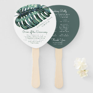 Éventail Programme Tropical Monstera Palm Leaf Wedding
