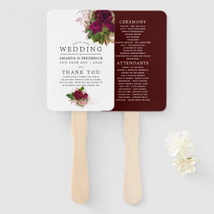 Éventail Programme vintage Chic Blush et Mariage Bourgogne