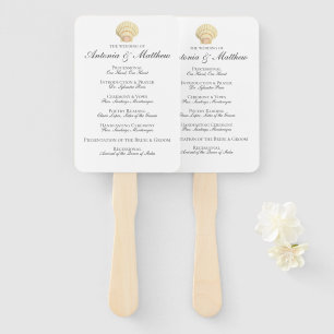 Éventail Programme vintage de mariage des coquillages nauti