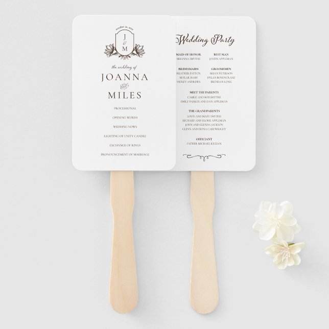 Éventail Programme vintage de monogramme botanique Ventilat (Devant et derrière)