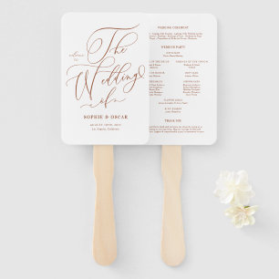Éventail Programmes de mariage à calligraphie fantaisiste e