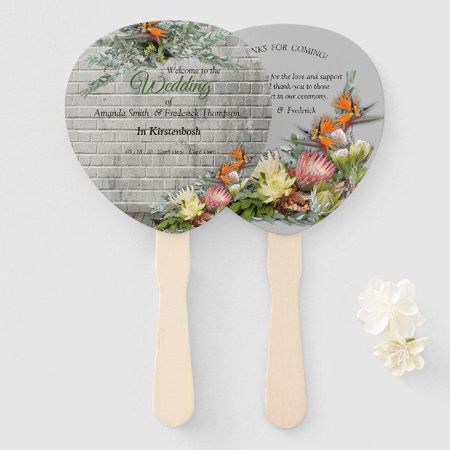 Éventail Protea - Fleur Strelitzia (Devant et derrière)