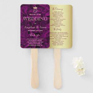 Éventail Purple Abstrait Art et Gold Foil Wedding Programme