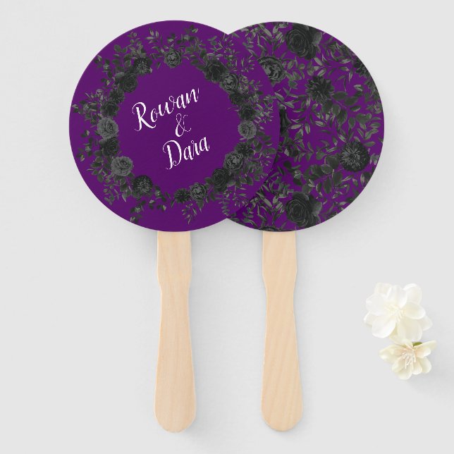 Éventail Purple Black Wedding (Devant et derrière)