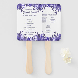 Éventail Purple Blue Floral Foliage Programme de mariage Ve