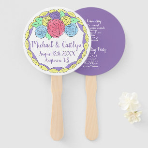 Éventail Purple Frosting Roses Floral Cake Wedding Programm