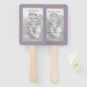 Éventail Purple Modern Photo Gold Hearts Programme de maria