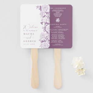Éventail Purple White Chinoiserie Floral Wedding Programme