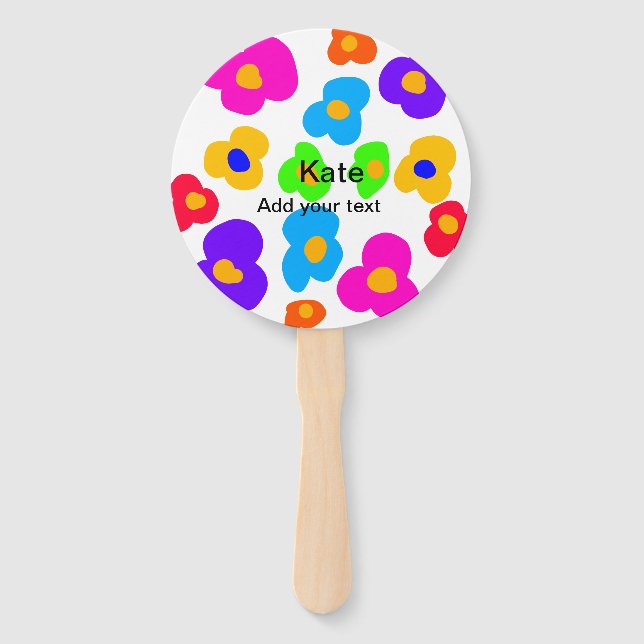Éventail Rainbow flower pride amour ajouter nom texte lqbtq (Devant)