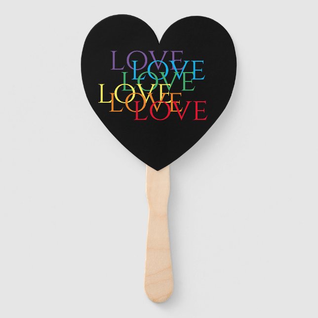 Éventail RAINBOW LOVE II Coeur forme ventilateur main (Devant)