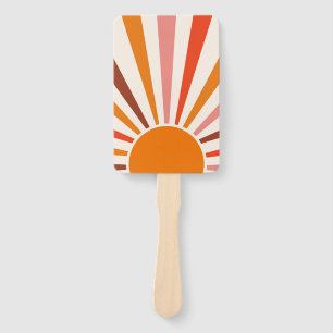 Éventail Rayons Soleil Rétro Coucher Soleil Orange Jaune Ro