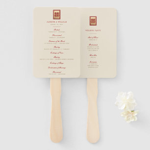Éventail Rectangle Double Bonheur Programme de mariage chin