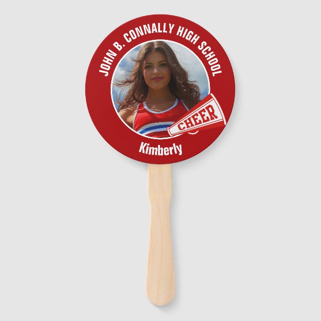 Éventail Red Cheerleader Photo High School Spirit (Devant)