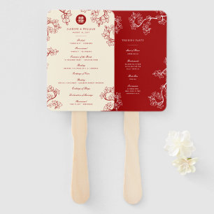 Éventail Red Plum Blossoms Double Happiness Wedding Program