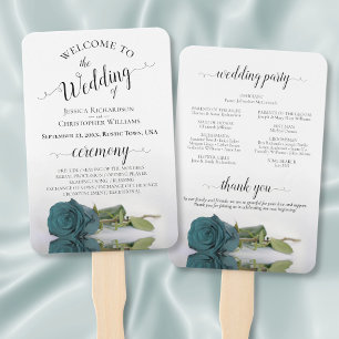 Éventail Reflet Rose Turquoise Élégant programme de mariage