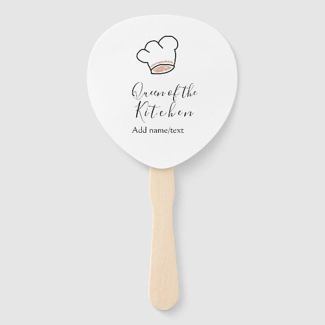 Éventail Reine de la cuisine chef cuisinier ajouter nom cou (Devant)