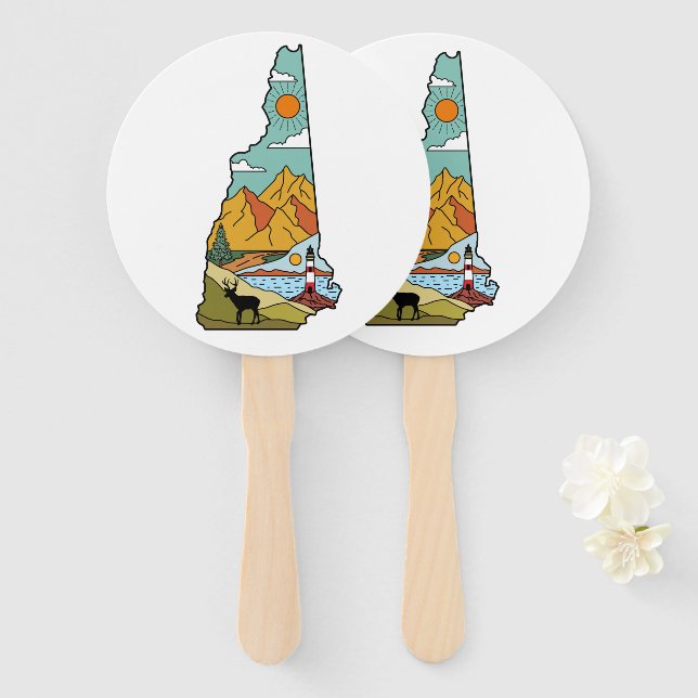 Éventail Retro Concord New Hampshire White Mountain (Devant et derrière)