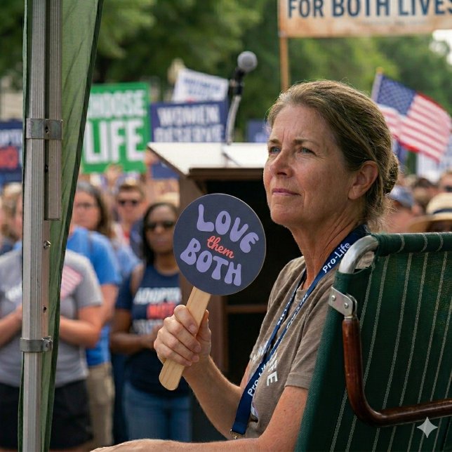 Éventail Retro Love Them Both Pro Life Mom Unborn Baby  (Créateur téléchargé)