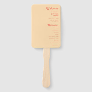 Éventail Rétro moderne   Programme de mariage à la crème or