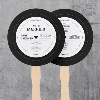 Éventail Retro Vinyl Record Wedding Programme