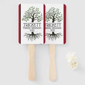 Éventail Réunion familiale de l'arbre généalogique rouge fo