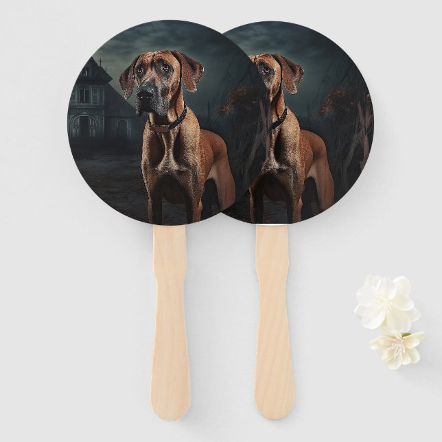 Éventail Ridgeback rhodésien Halloween Épouvantable (Devant et derrière)