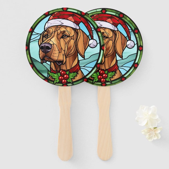 Éventail Ridgeback Rhodésien Vitrail Noël (Devant et derrière)
