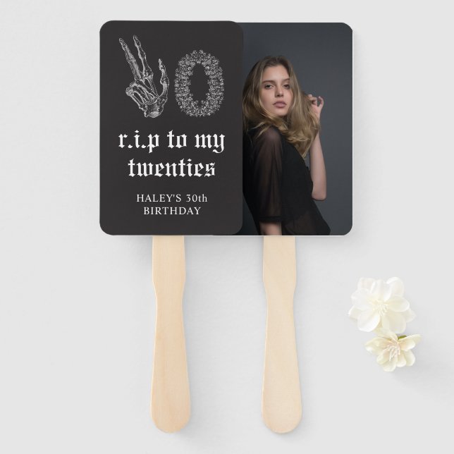 Éventail RIP 20s Années Squelette Funérailles 30e anniversa (Devant et derrière)