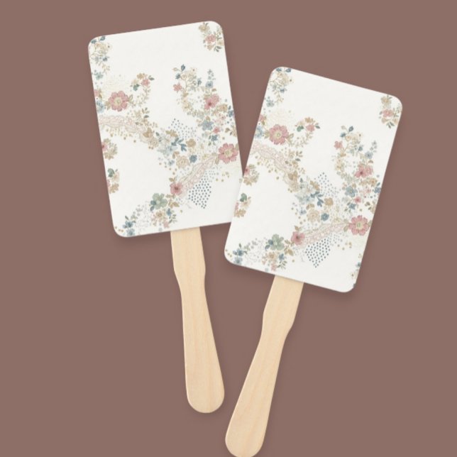 Éventail Romantic Hand Fan with Delicate Flowers (Créateur téléchargé)