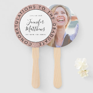 Éventail Rose Gold Parties scintillant Graduation School Cl